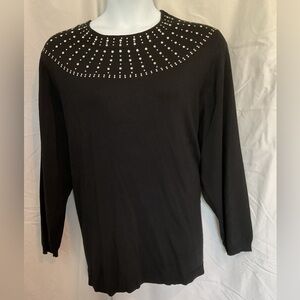 Lane Bryant Jeweled pullover sweater.  Black. Size 26/28. Crew neckline.